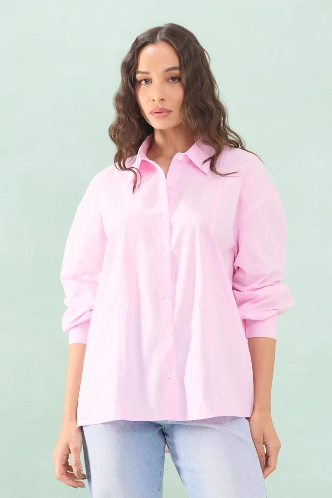 Camisa Manga Longa Com Recorte Tricoline