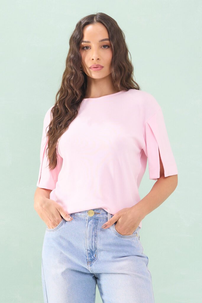 Blusa Manga Aberta Canelada