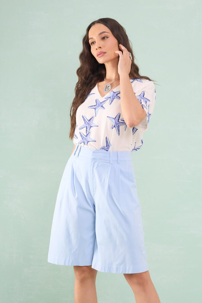 Bermuda Com Prega Alfaiataria de Viscose