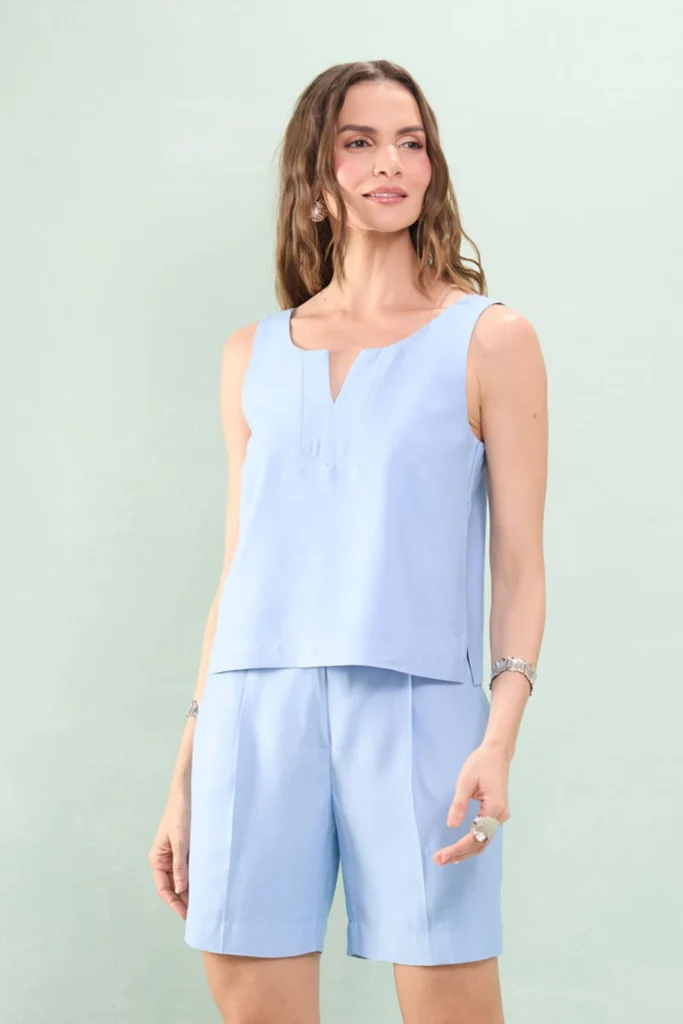 Blusa Alça Larga Pala Decote V Alfaiataria