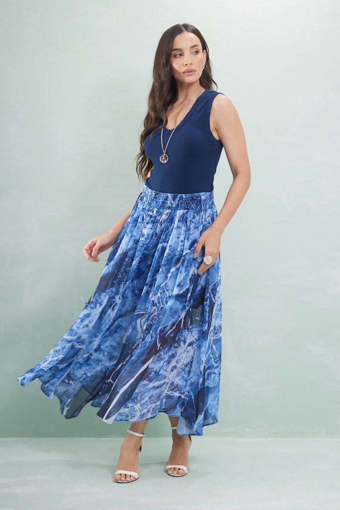 Saia Midi Com Detalhe Colisê Chiffon