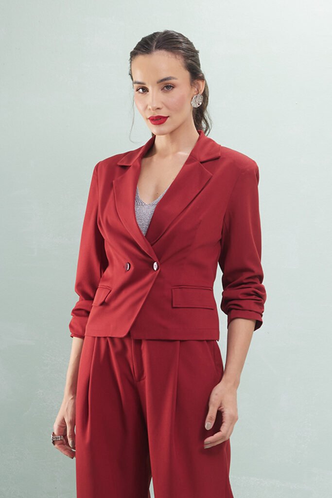 Blazer Semi Cropped Transpassado Alfaiataria