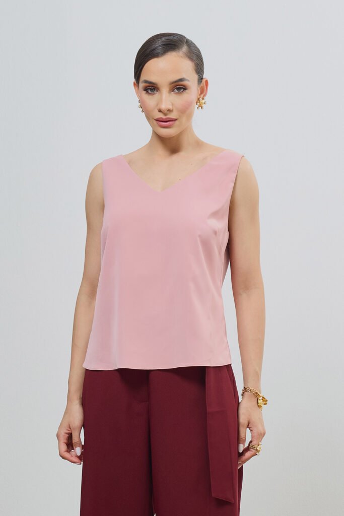 Blusa Decote V Alça Larga Crepe