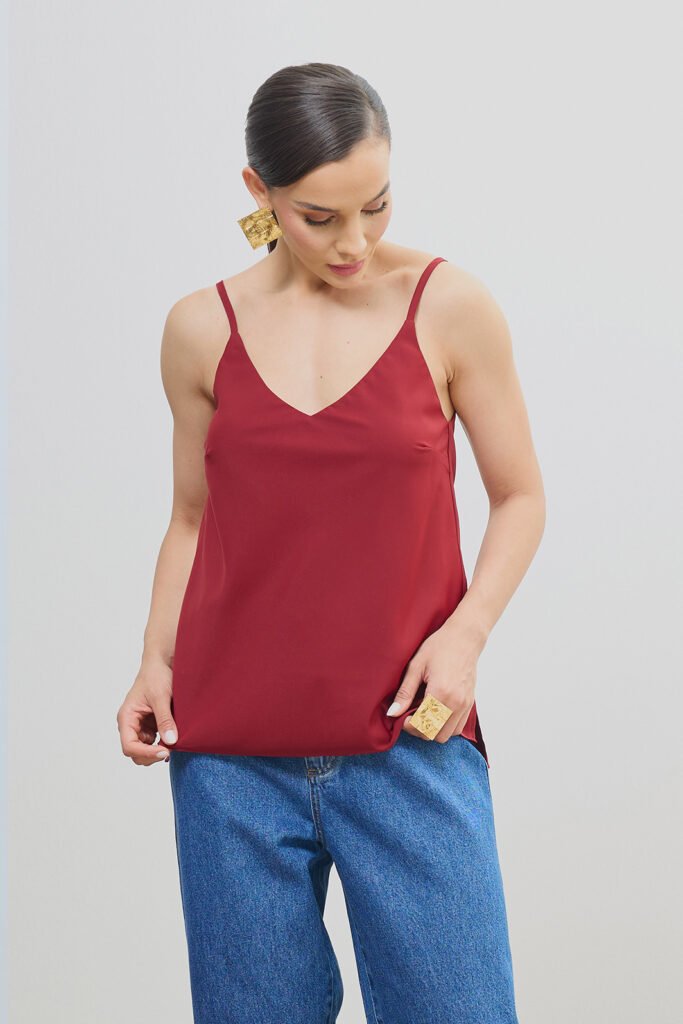 Blusa Alça Decote V Crepe