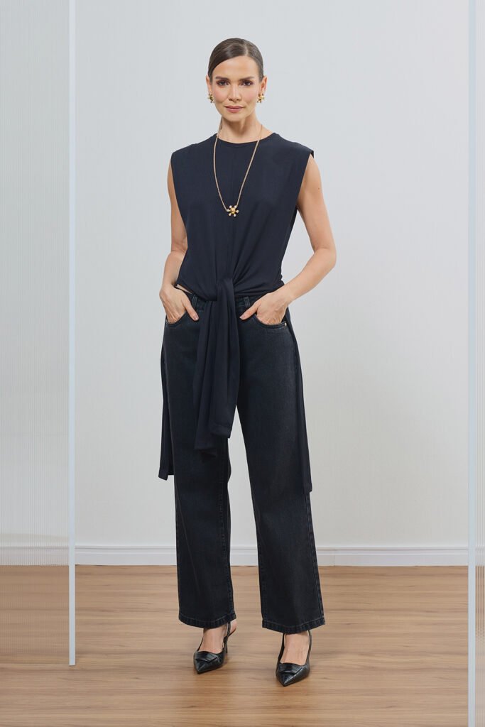 Blusa Com Pontas Malha Canelada