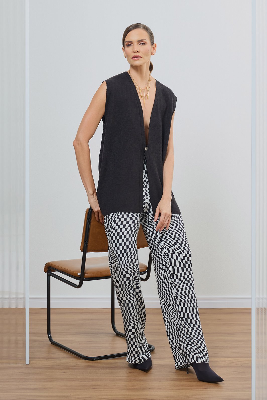 Calça Detalhe Elástico Cós Viscose