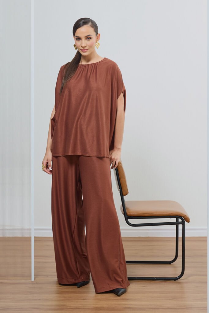 Calça Reta Cintura Elástico Jersey